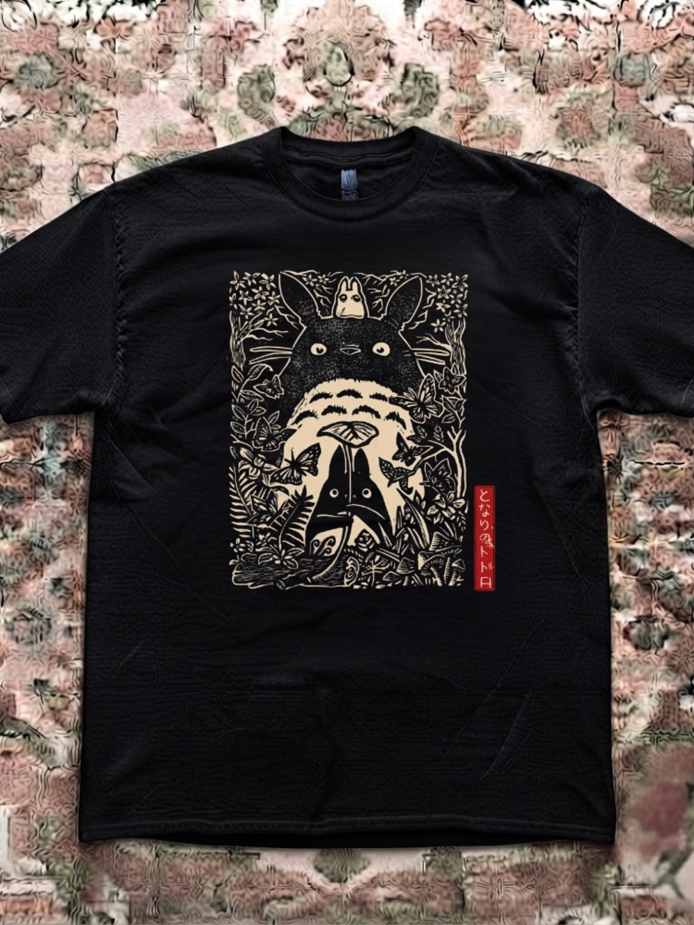 My Neighbor Totoro Forest Botanical Studio Ghibli Anime Vintage Black T-Shirt